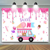 Rose Ice Cream Bus Sweet 1st Joyeux Anniversaire Toile de Fond